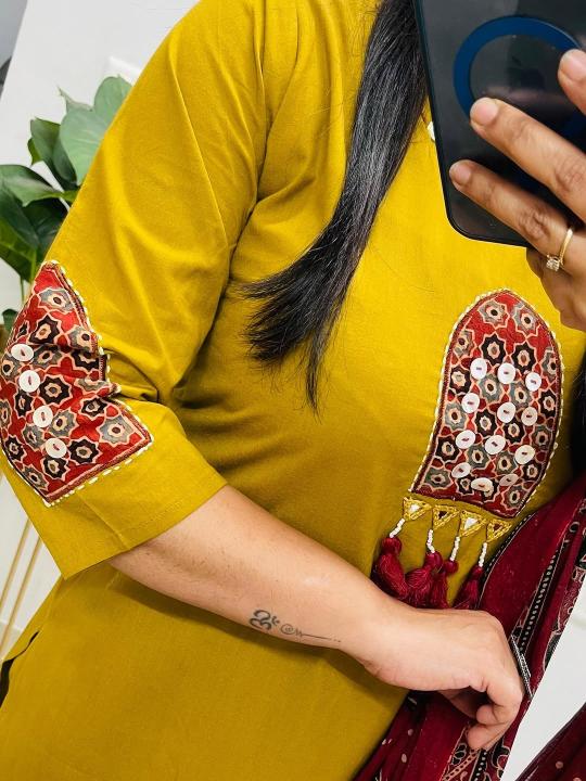 Straight Kurta Pant Set with Traditional Dupatta