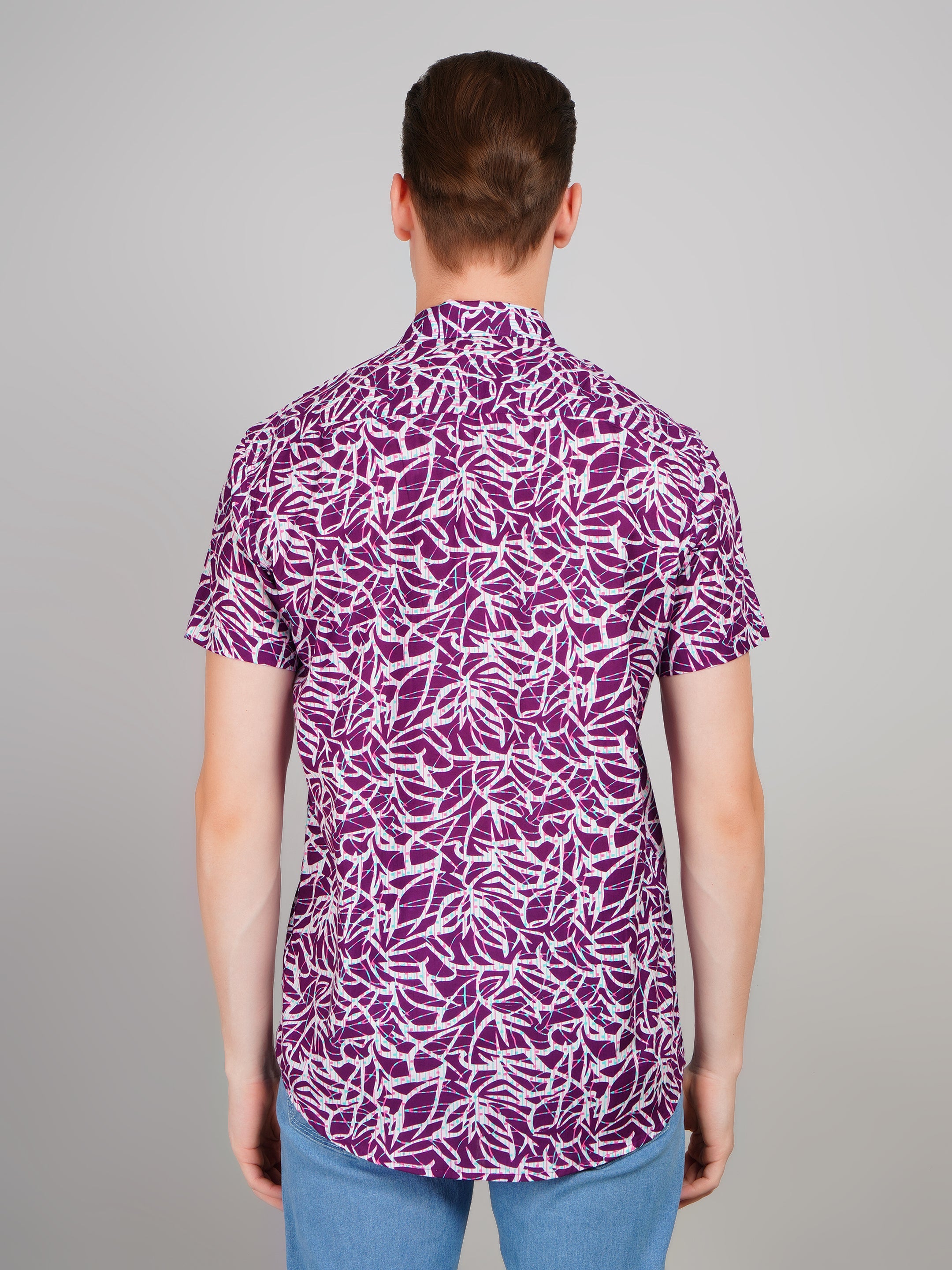 Nama's Purple Jaipuri Printed Cotton Shirt