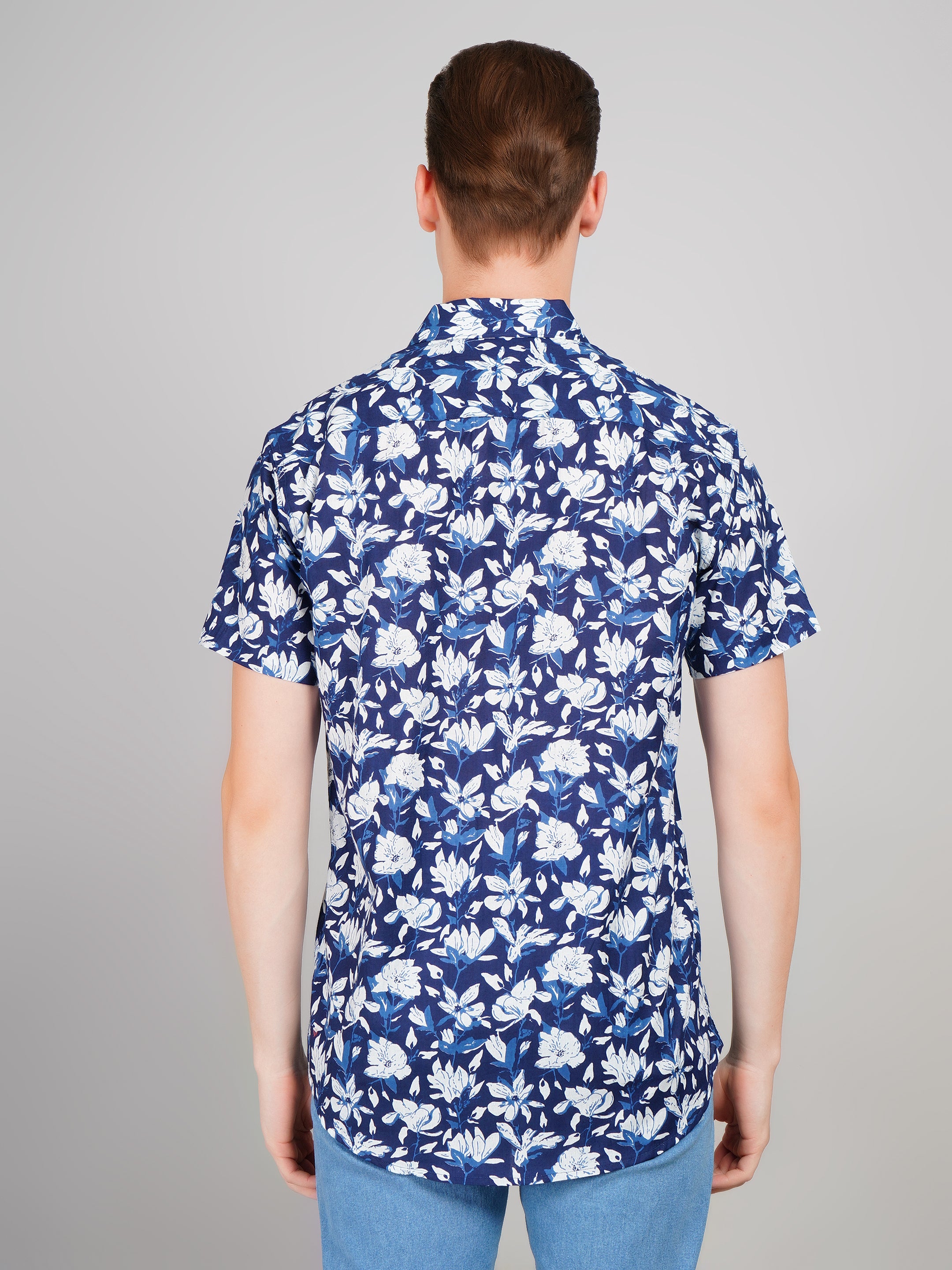 Nama's Blue Jaipuri Printed Cotton Shirt