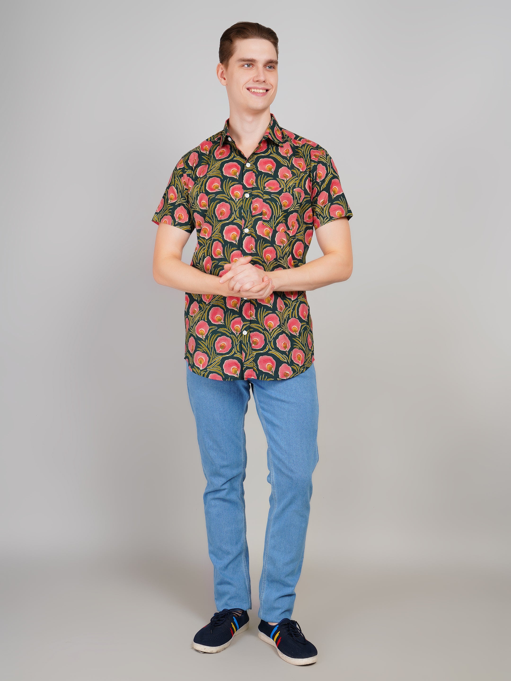 Nama's Green Jaipuri Printed Cotton Shirt
