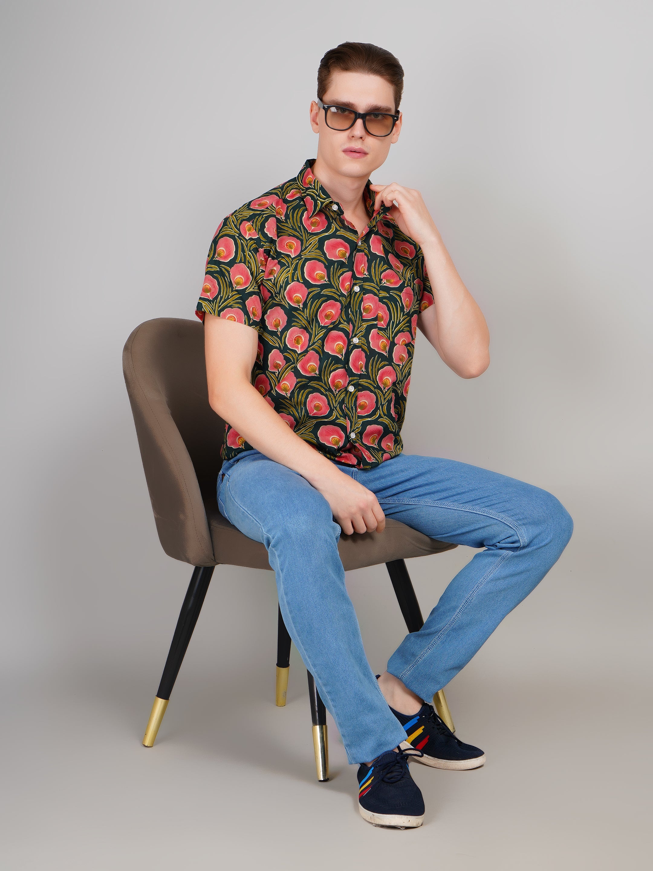 Nama's Green Jaipuri Printed Cotton Shirt