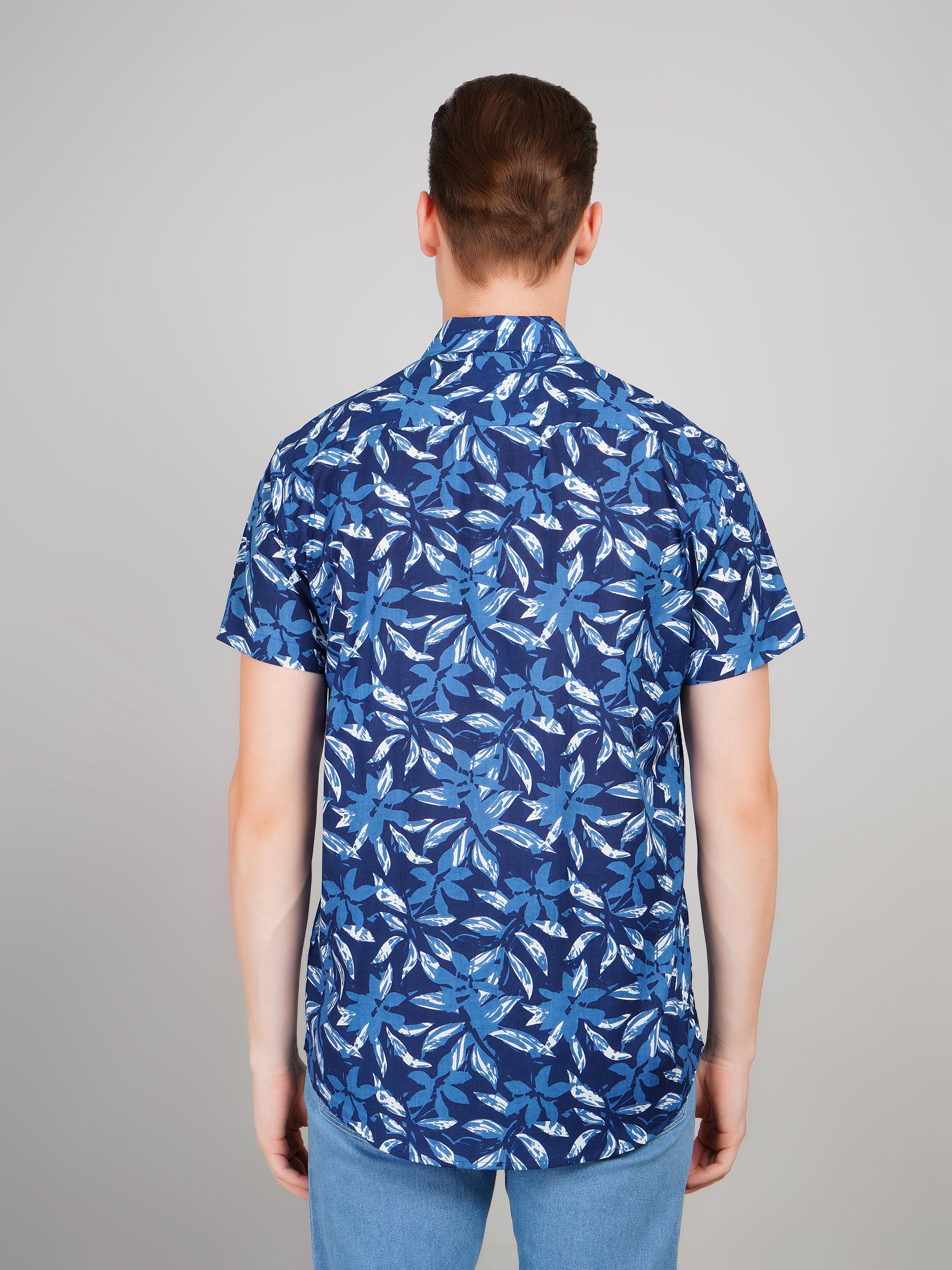 Nama's Blue Jaipuri Printed Cotton Shirt