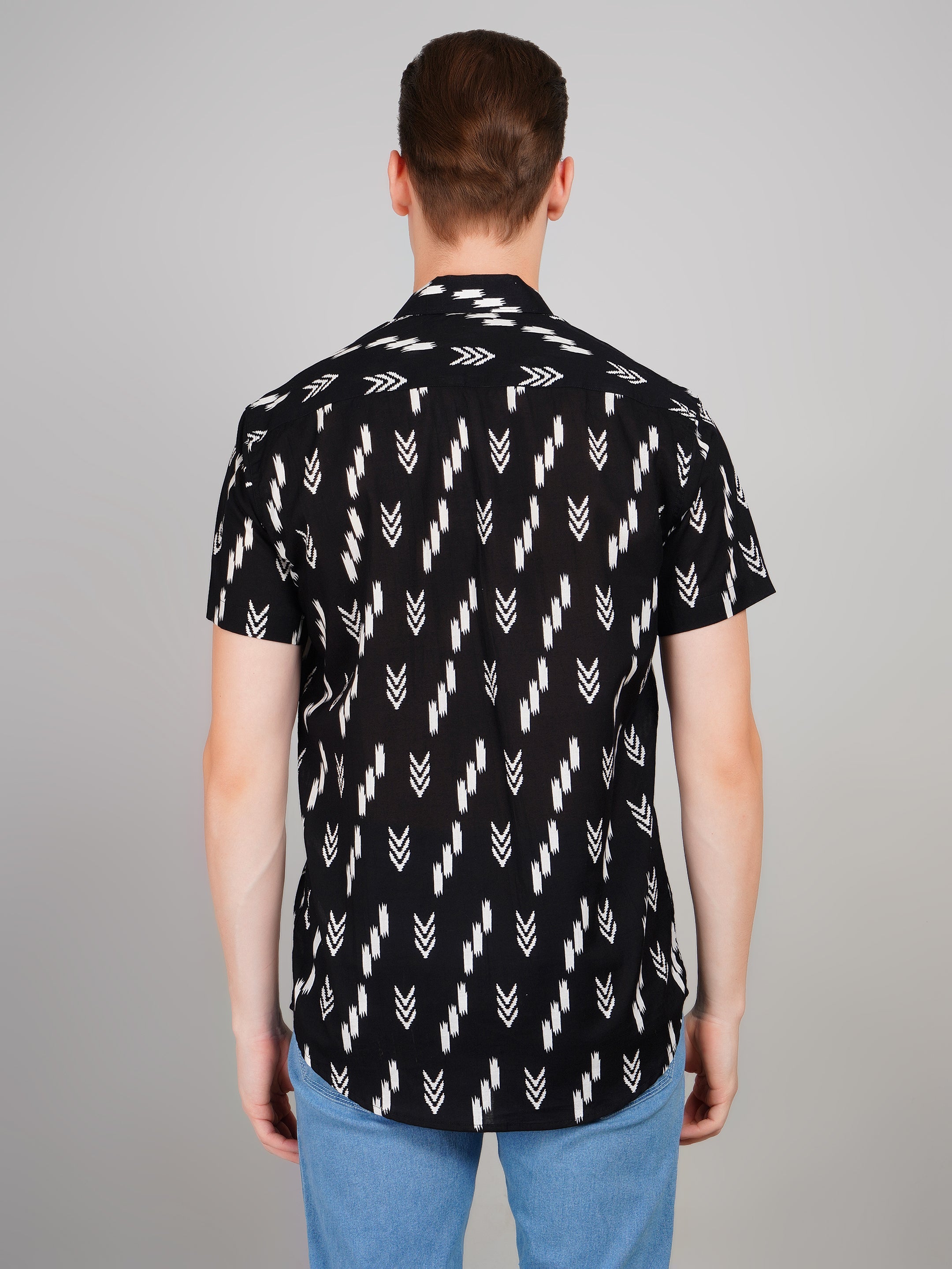 Nama's Black Jaipuri Printed Cotton Shirt
