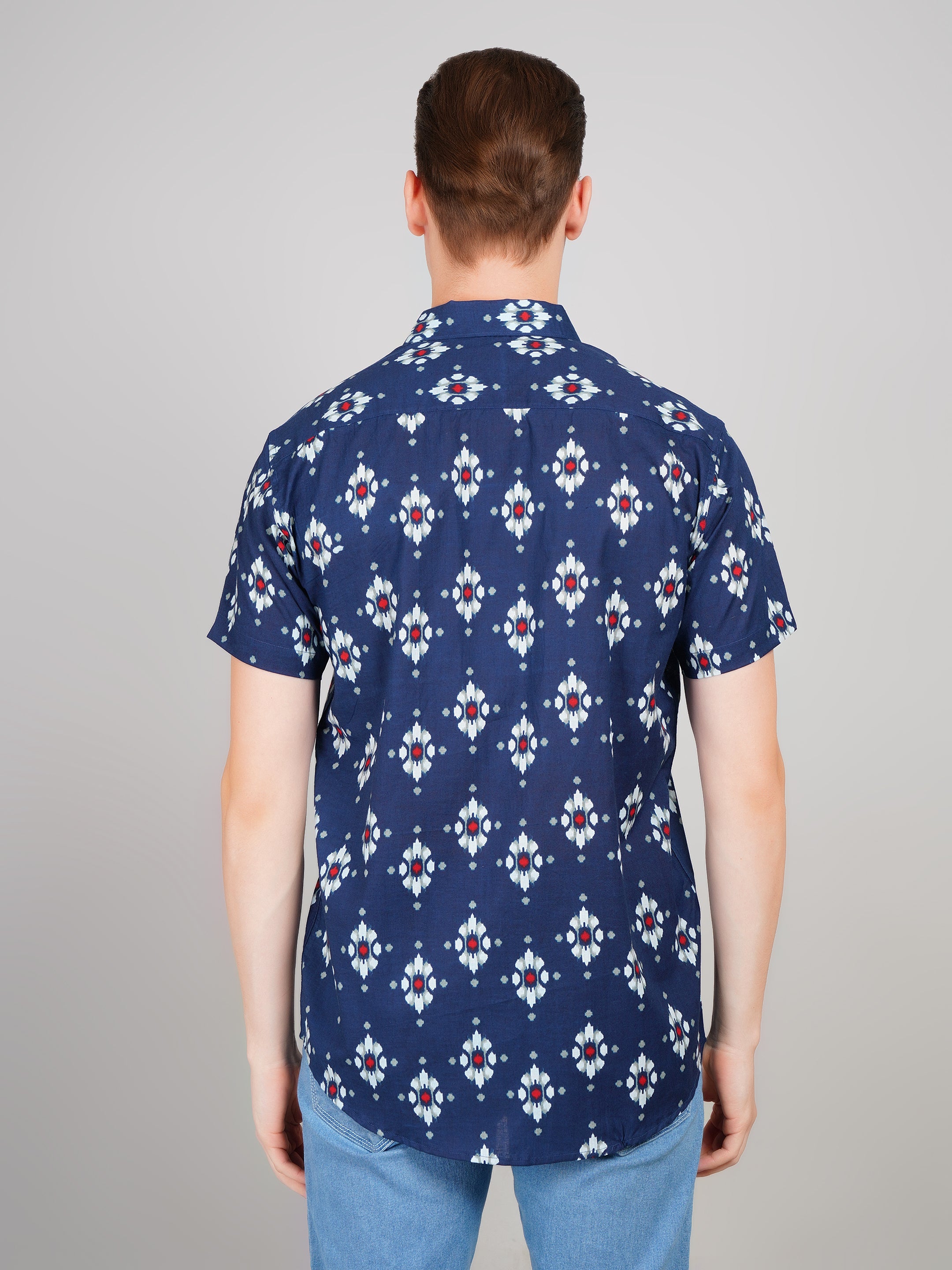 Nama's Blue Jaipuri Printed Cotton Shirt
