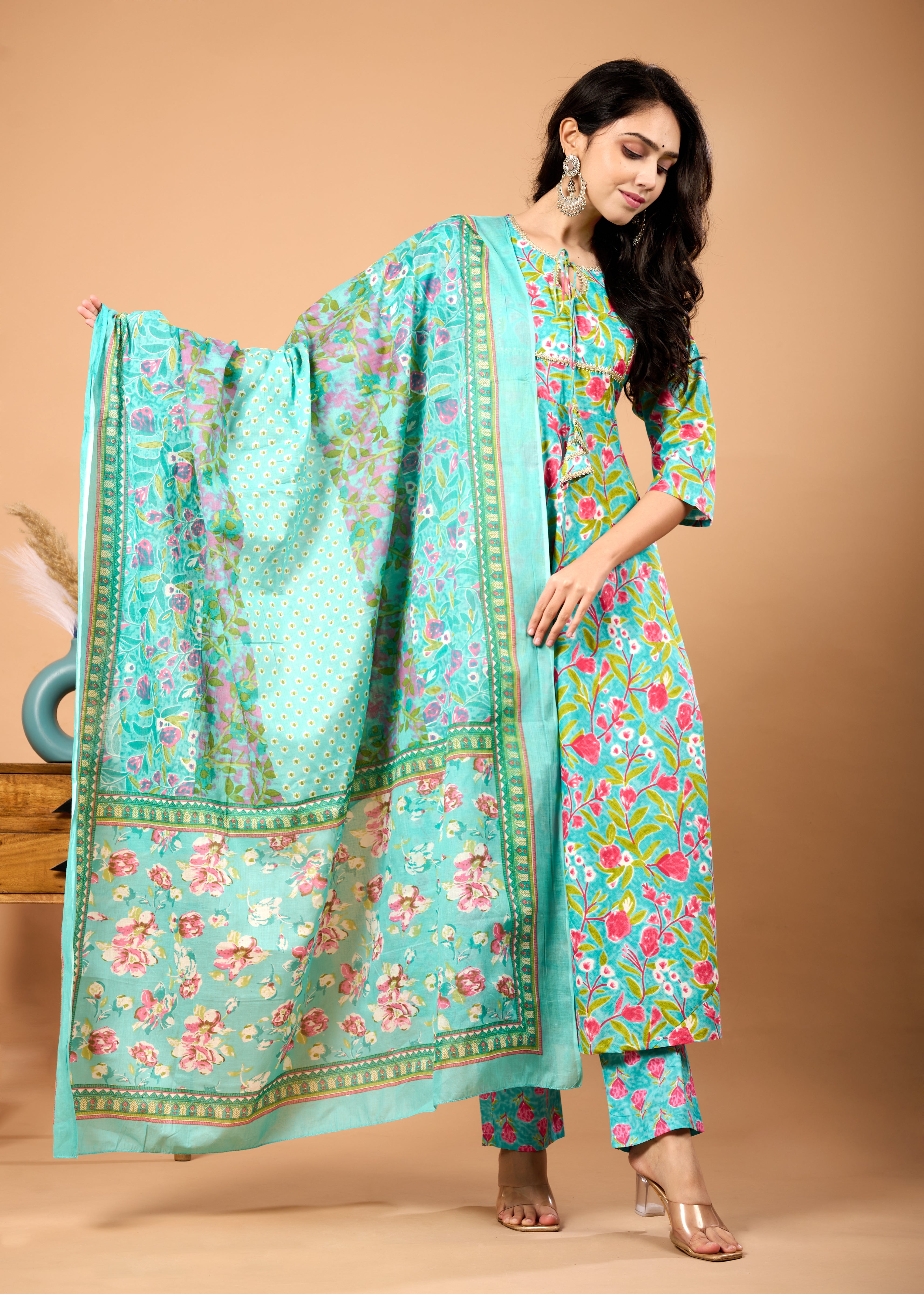 Floral Cotton Kurta Set for Women