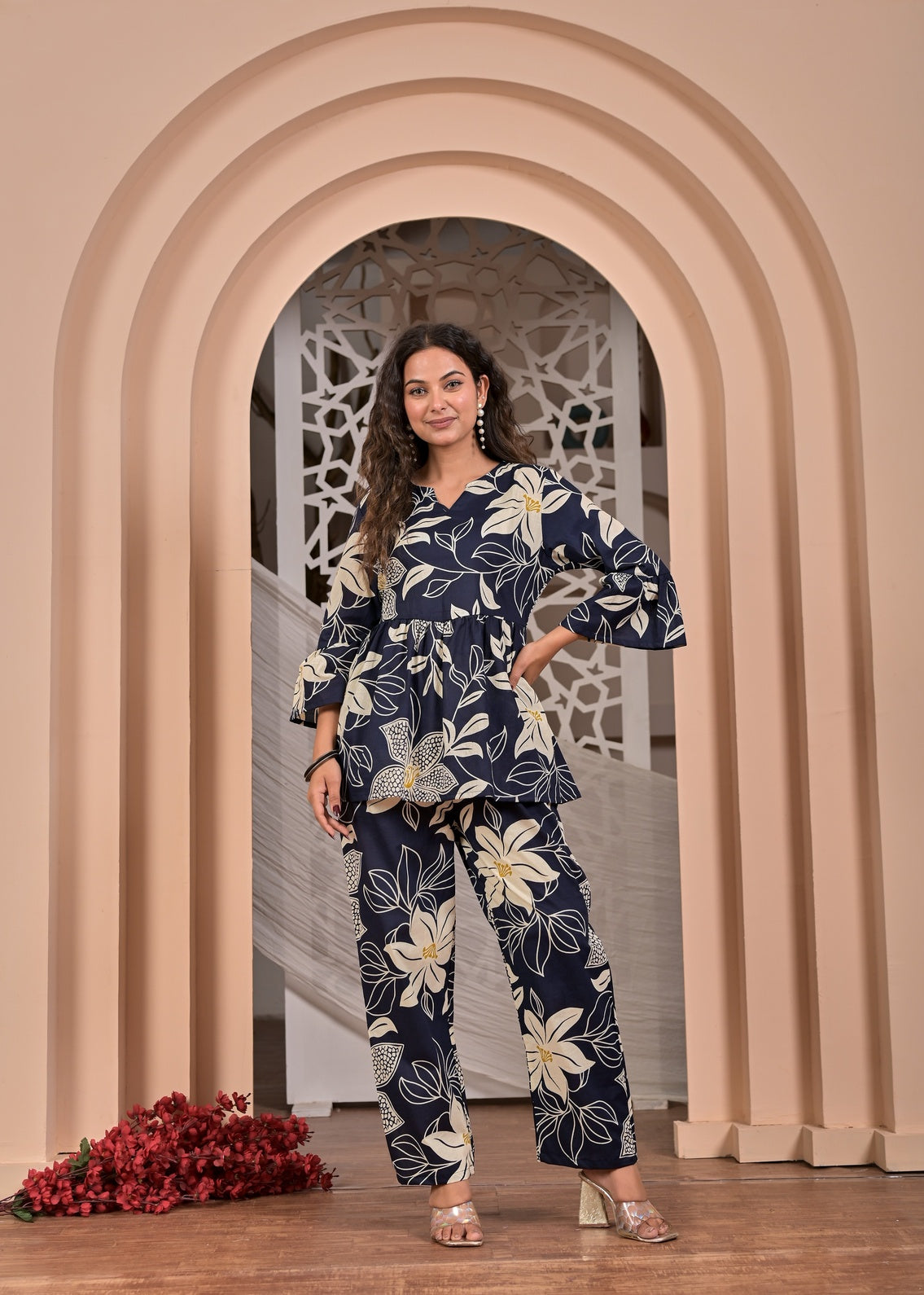 Women’s Navy Blue Floral Co-Ord Set