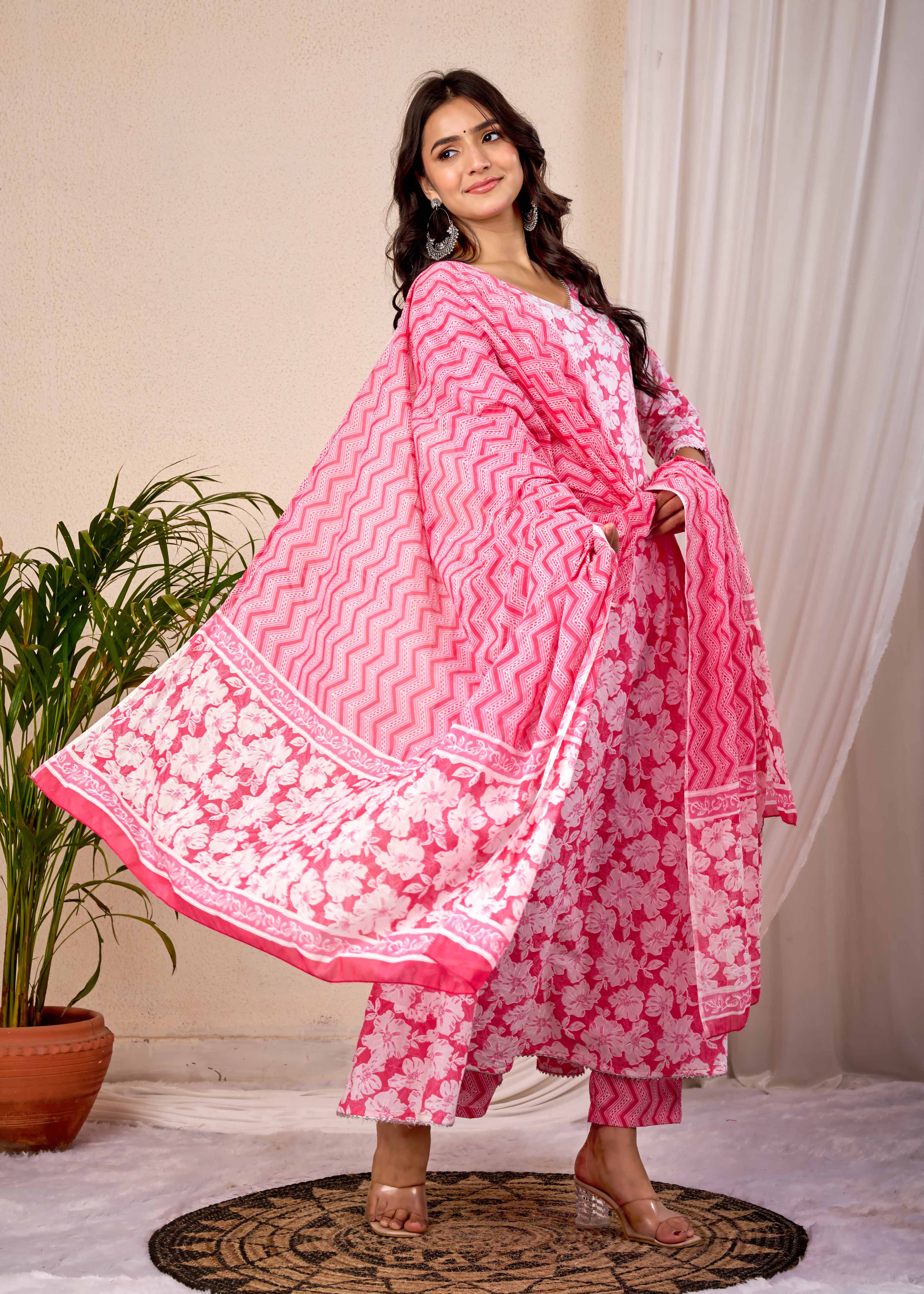 Floral Cotton Kurta Set for Women