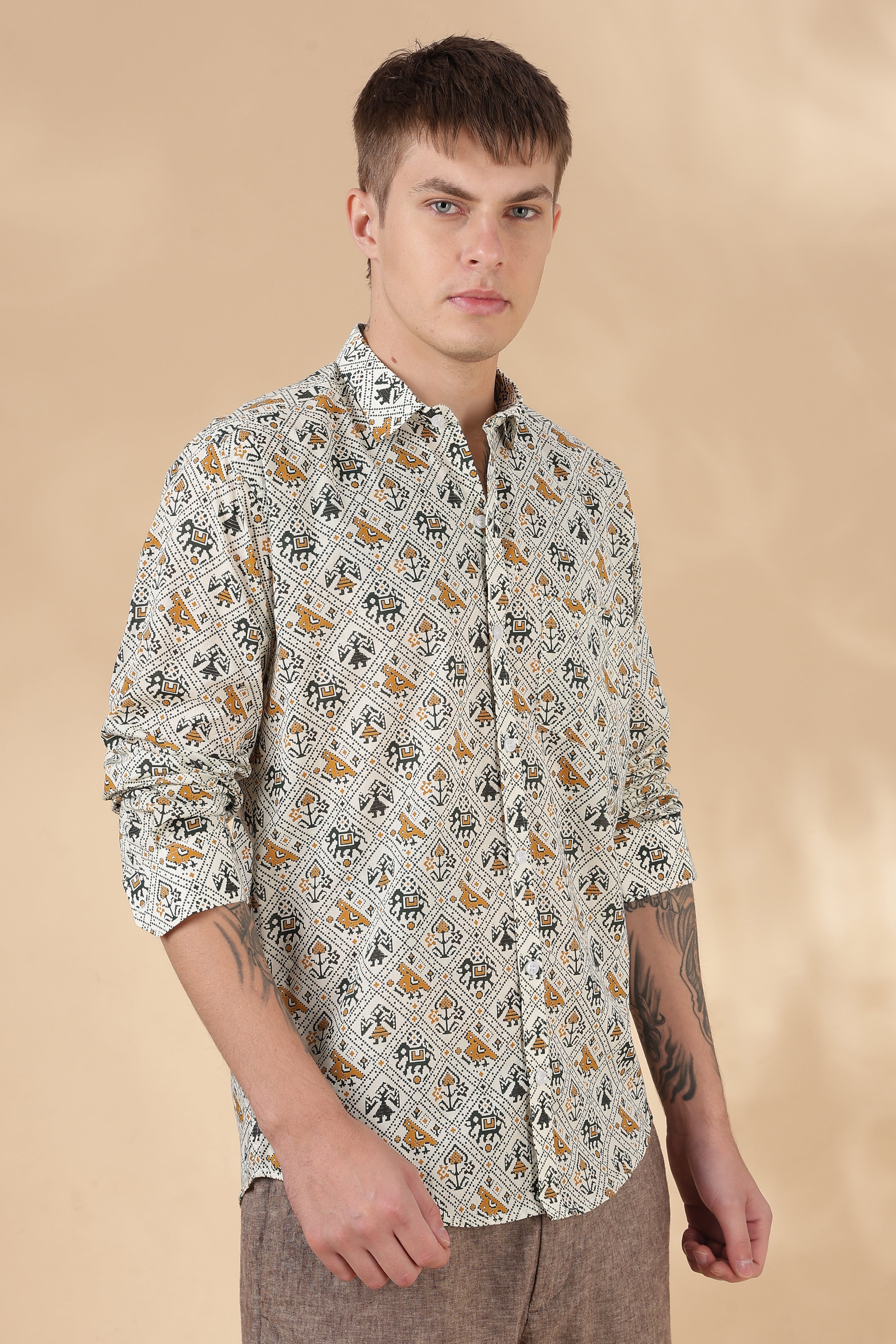 Men’s Full Sleeve Printed Cotton Shirt