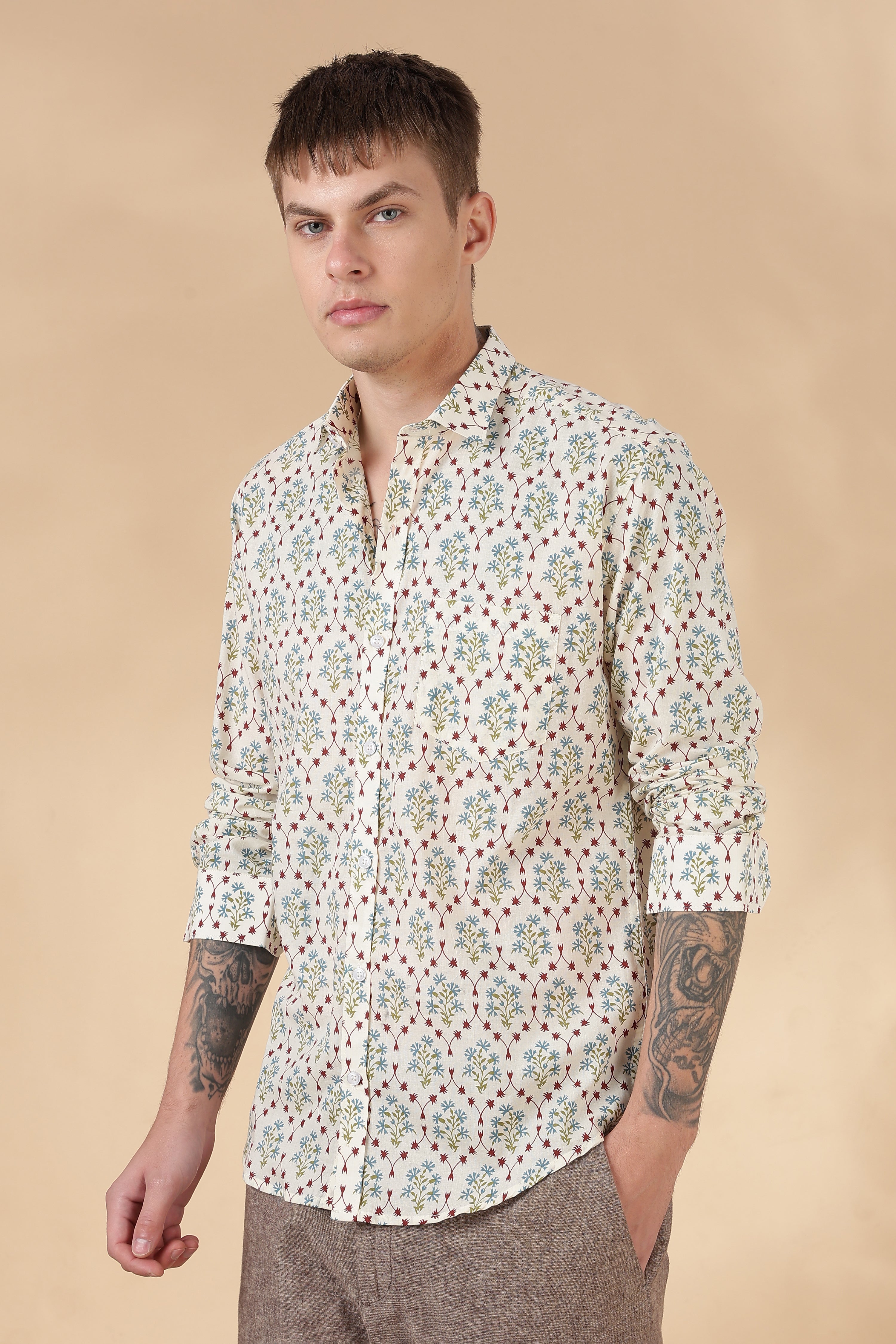 Men’s Full Sleeve Printed Cotton Shirt