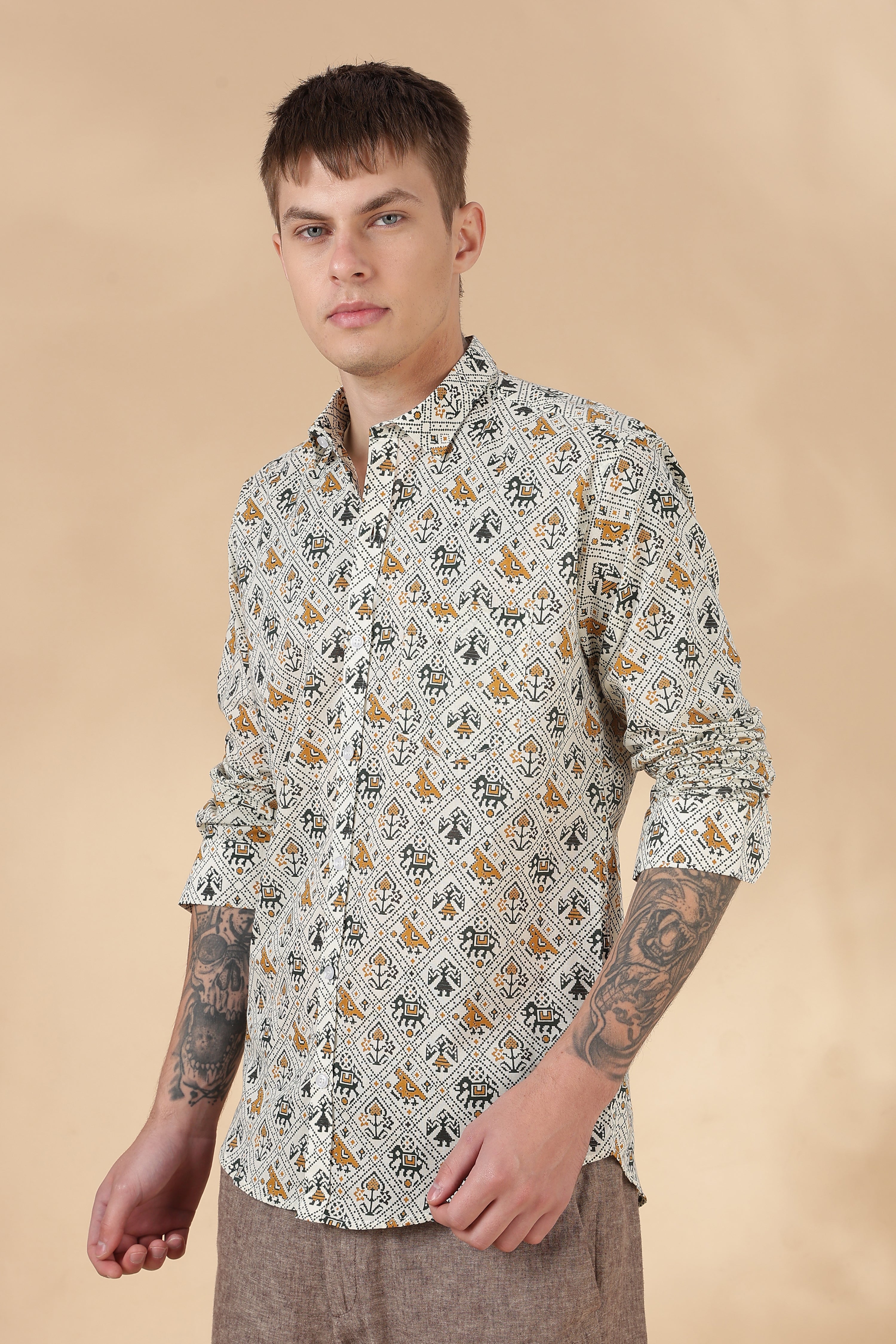 Men’s Full Sleeve Printed Cotton Shirt