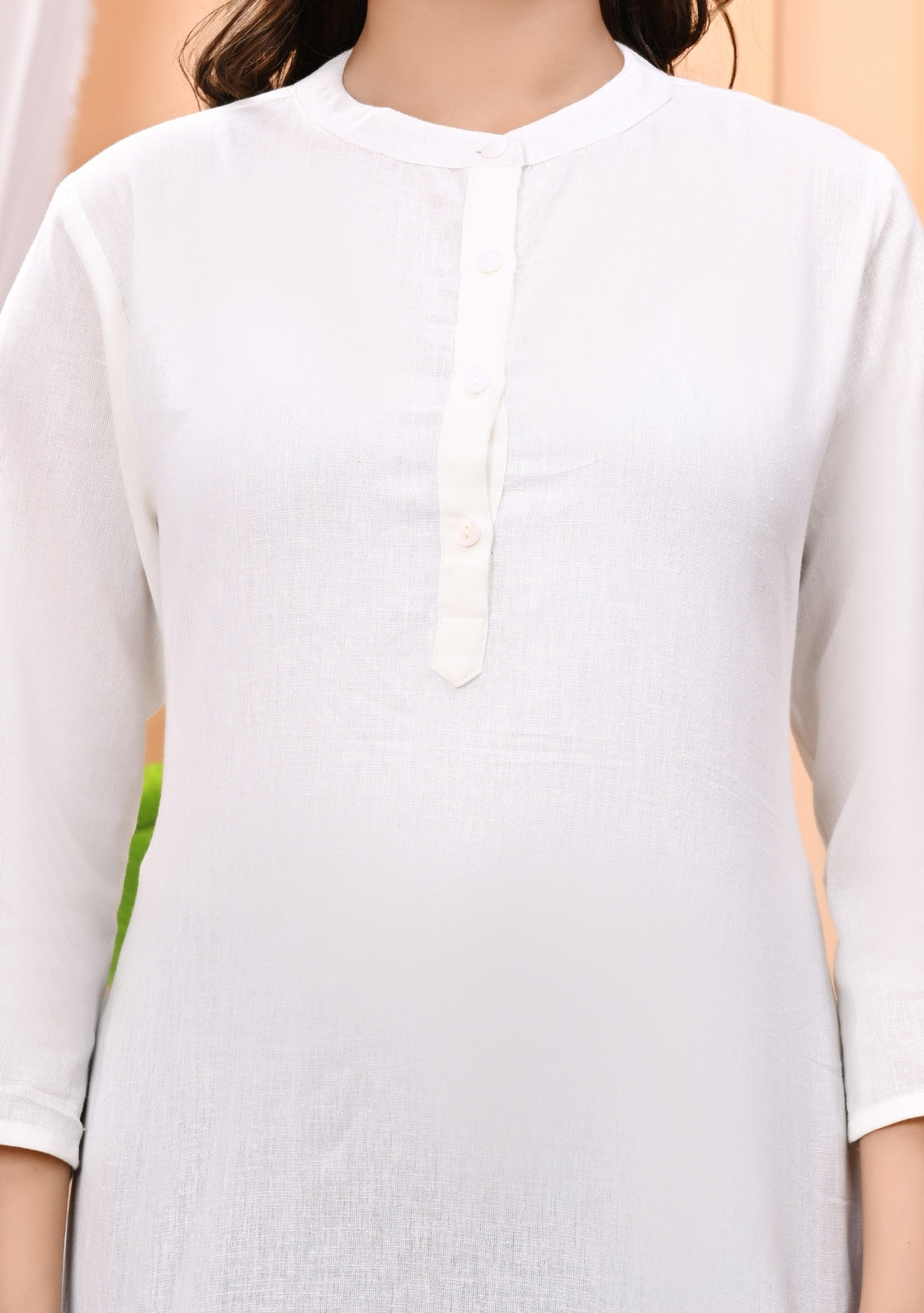 NAMA'S Women Solid Straight Kurti with Mandarin Collar