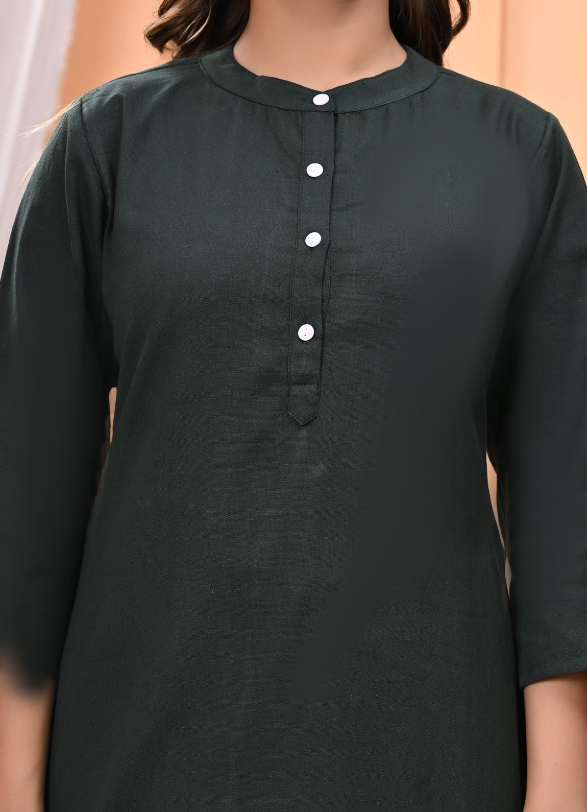 NAMA'S Women Solid Straight Kurti with Mandarin Collar