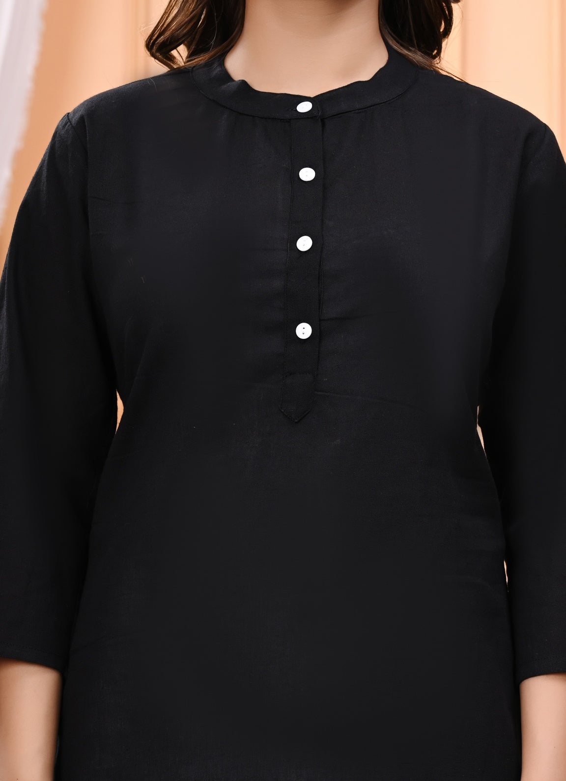 NAMA'S Women Solid Straight Kurti with Mandarin Collar