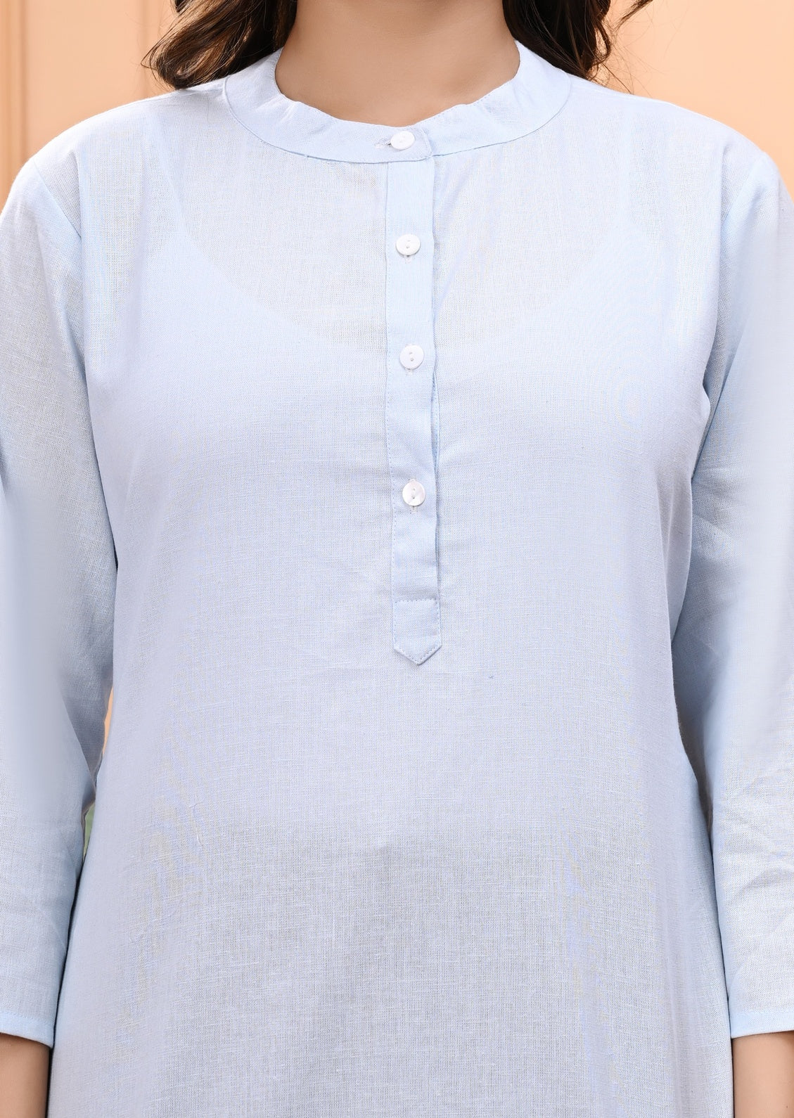 NAMA'S Women Solid Straight Kurti with Mandarin Collar