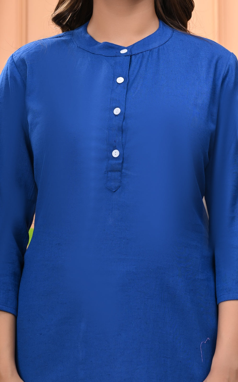 NAMA'S Women Solid Straight Kurti with Mandarin Collar