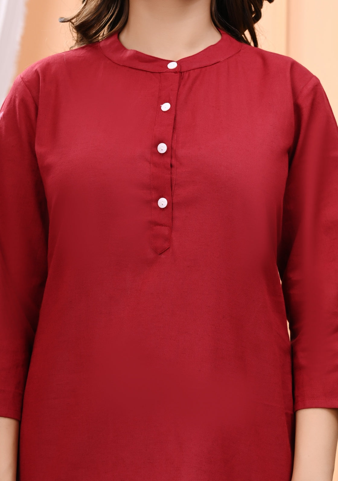NAMA'S Women Solid Straight Kurti with Mandarin Collar