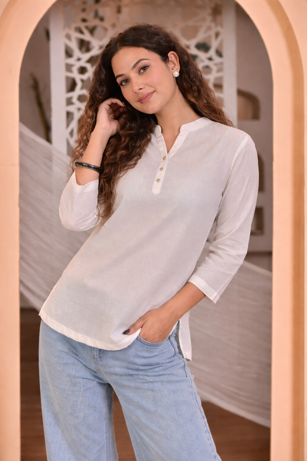 Women Solid Black Straight Kurti Top