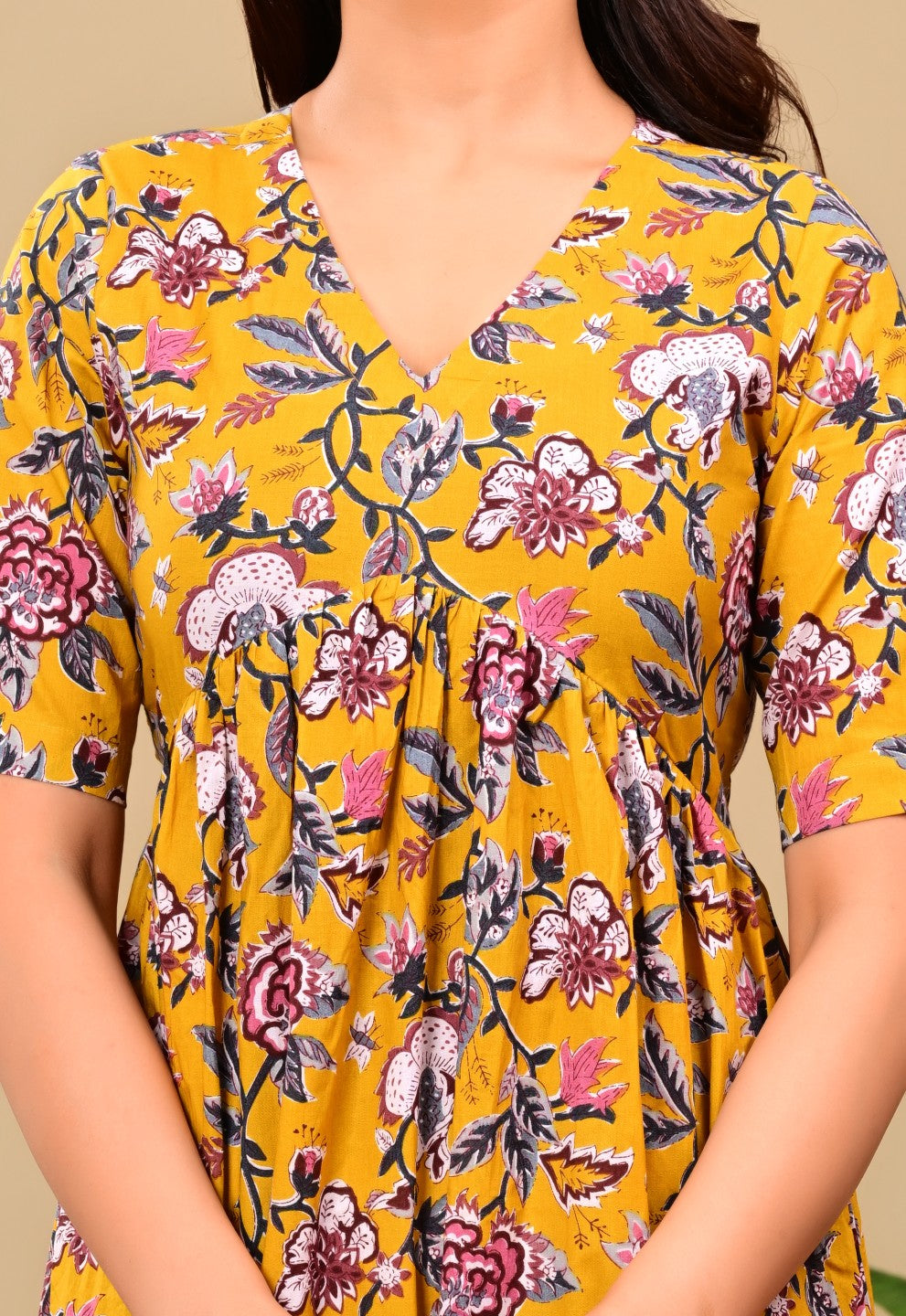 Women Floral Printed Flared Midi Dress