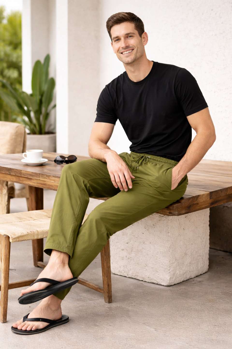 Men'S Solid Straight Fit Lounge Bottoms