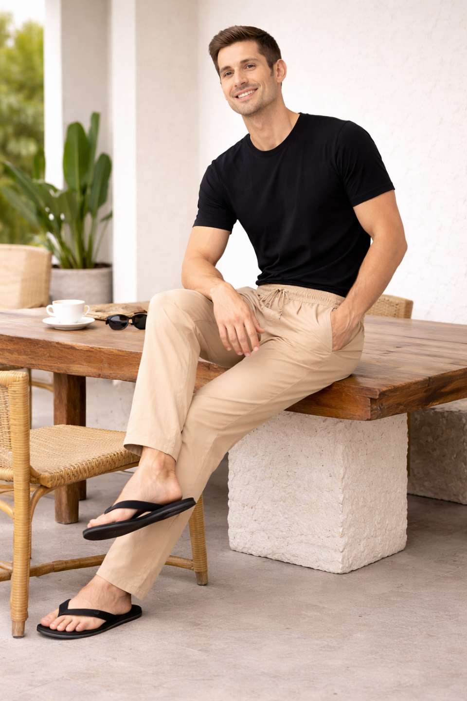 Men'S Solid Straight Fit Lounge Bottoms
