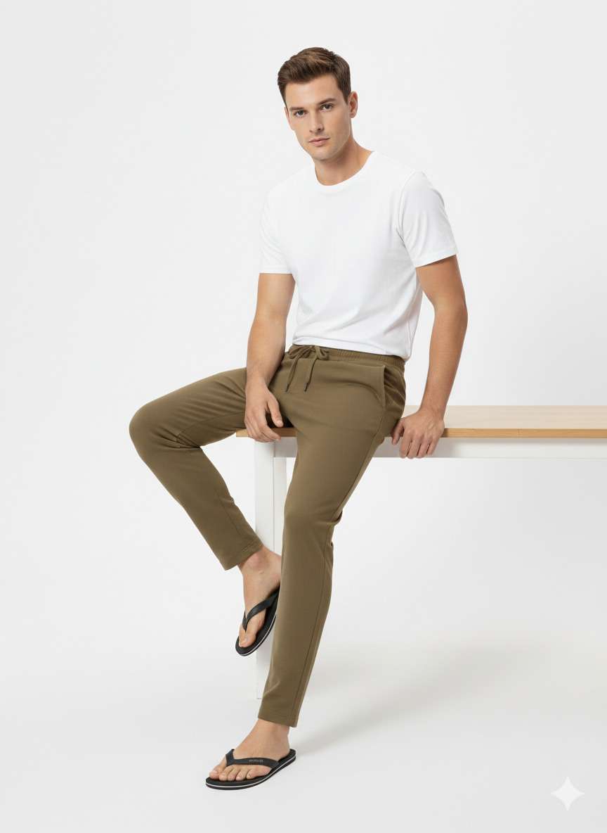 Men'S Solid Straight Fit Lounge Bottoms