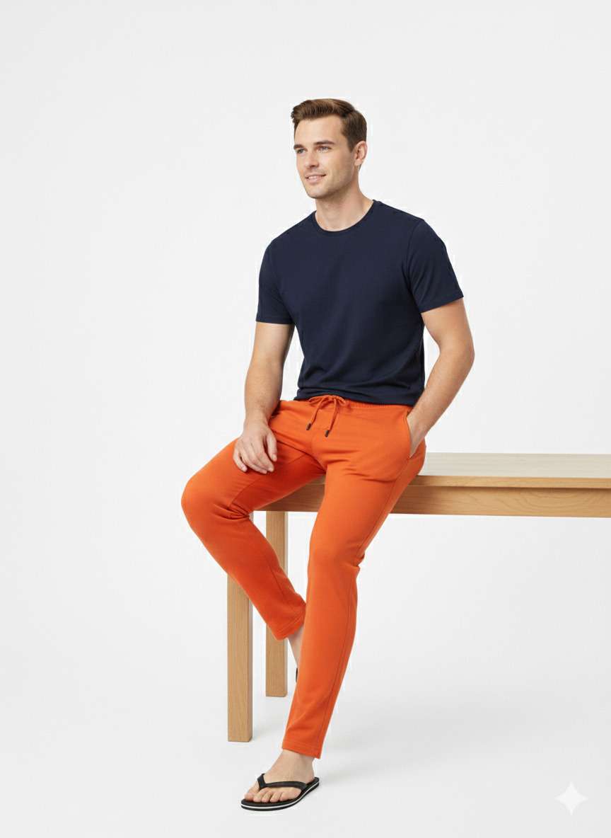Men'S Solid Straight Fit Lounge Bottoms