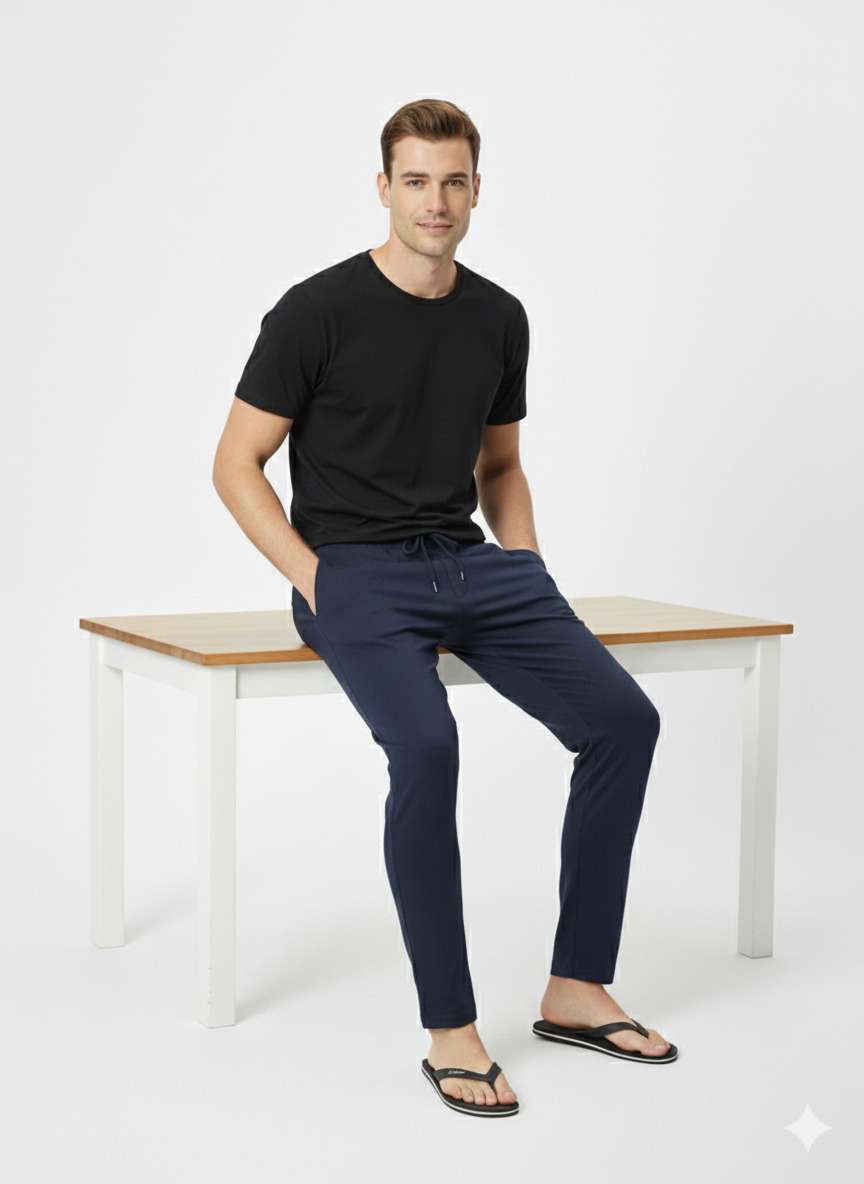 Men'S Solid Straight Fit Lounge Bottoms