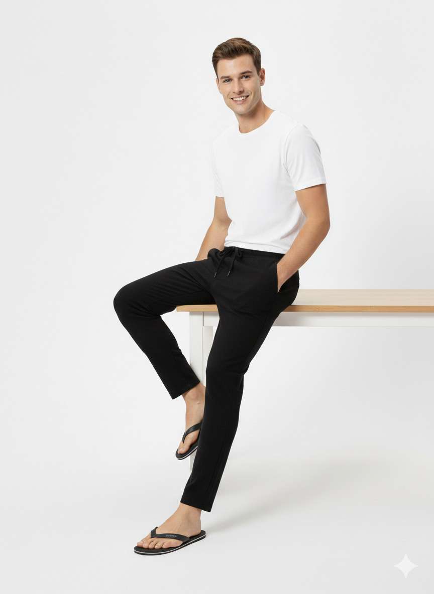 Men'S Solid Straight Fit Lounge Bottoms