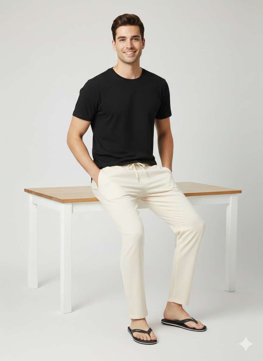 Men'S Solid Straight Fit Lounge Bottoms