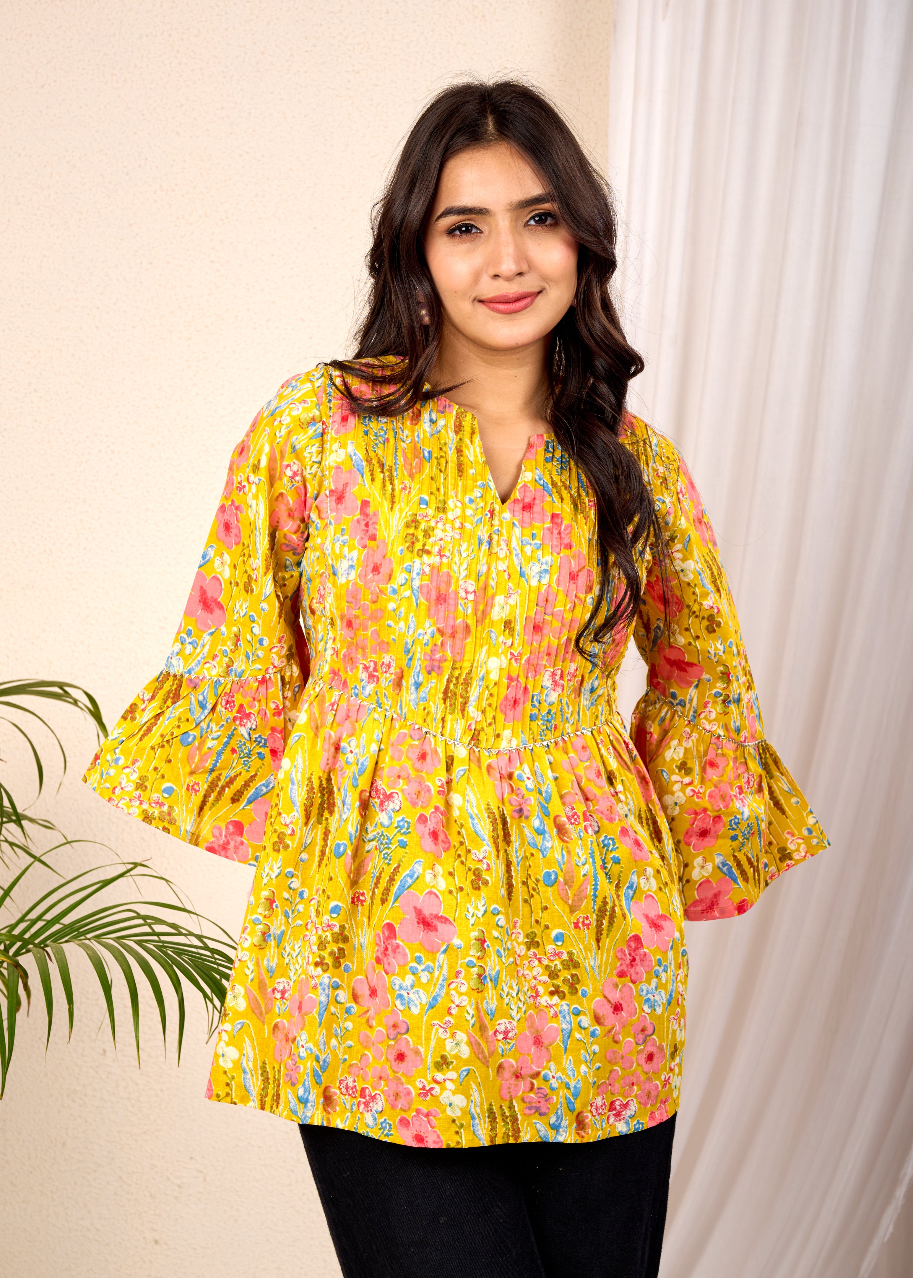 DAFFODIL LIGHT HAND CRAFTED COTTON PEPLUM TOP