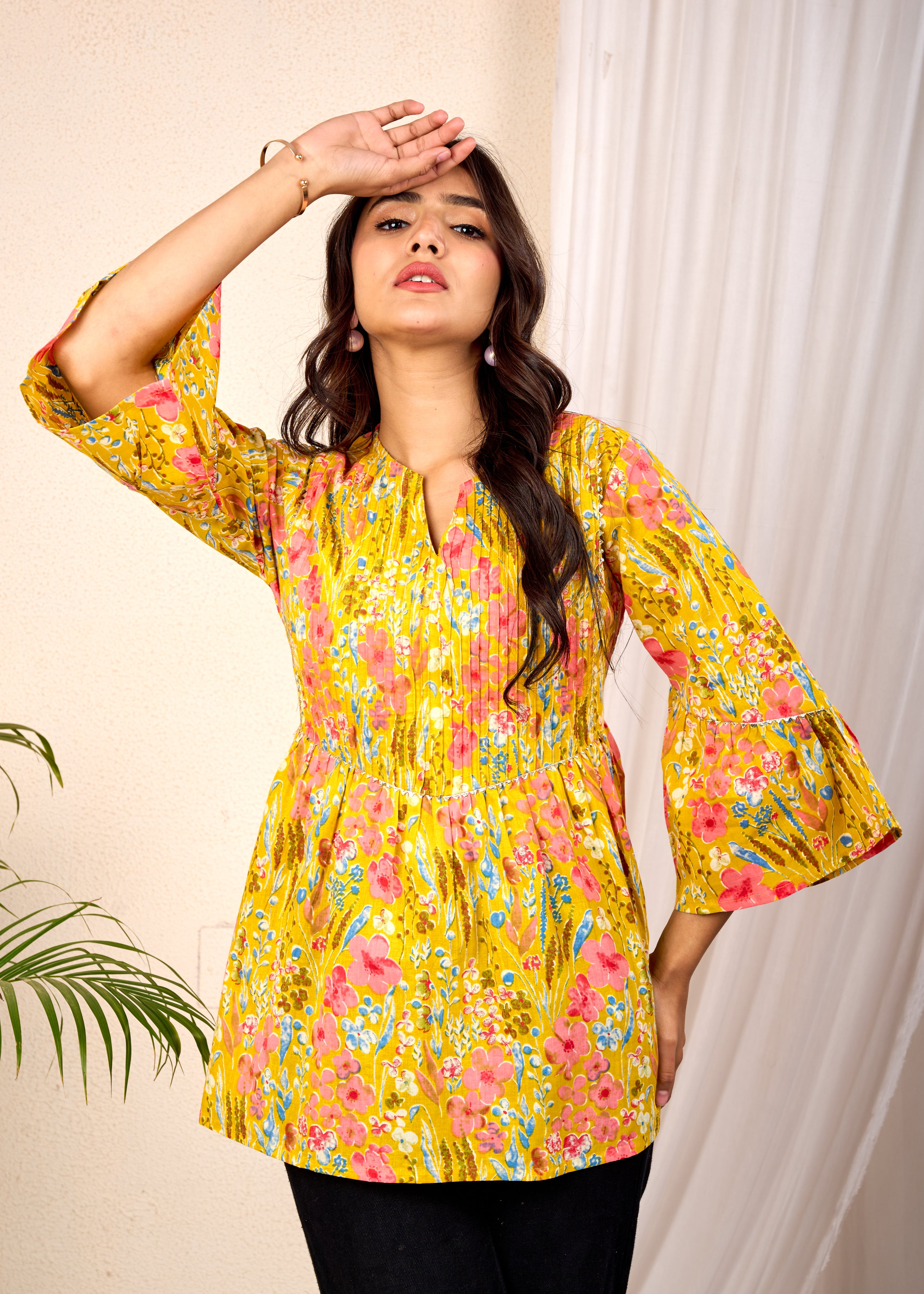DAFFODIL LIGHT HAND CRAFTED COTTON PEPLUM TOP