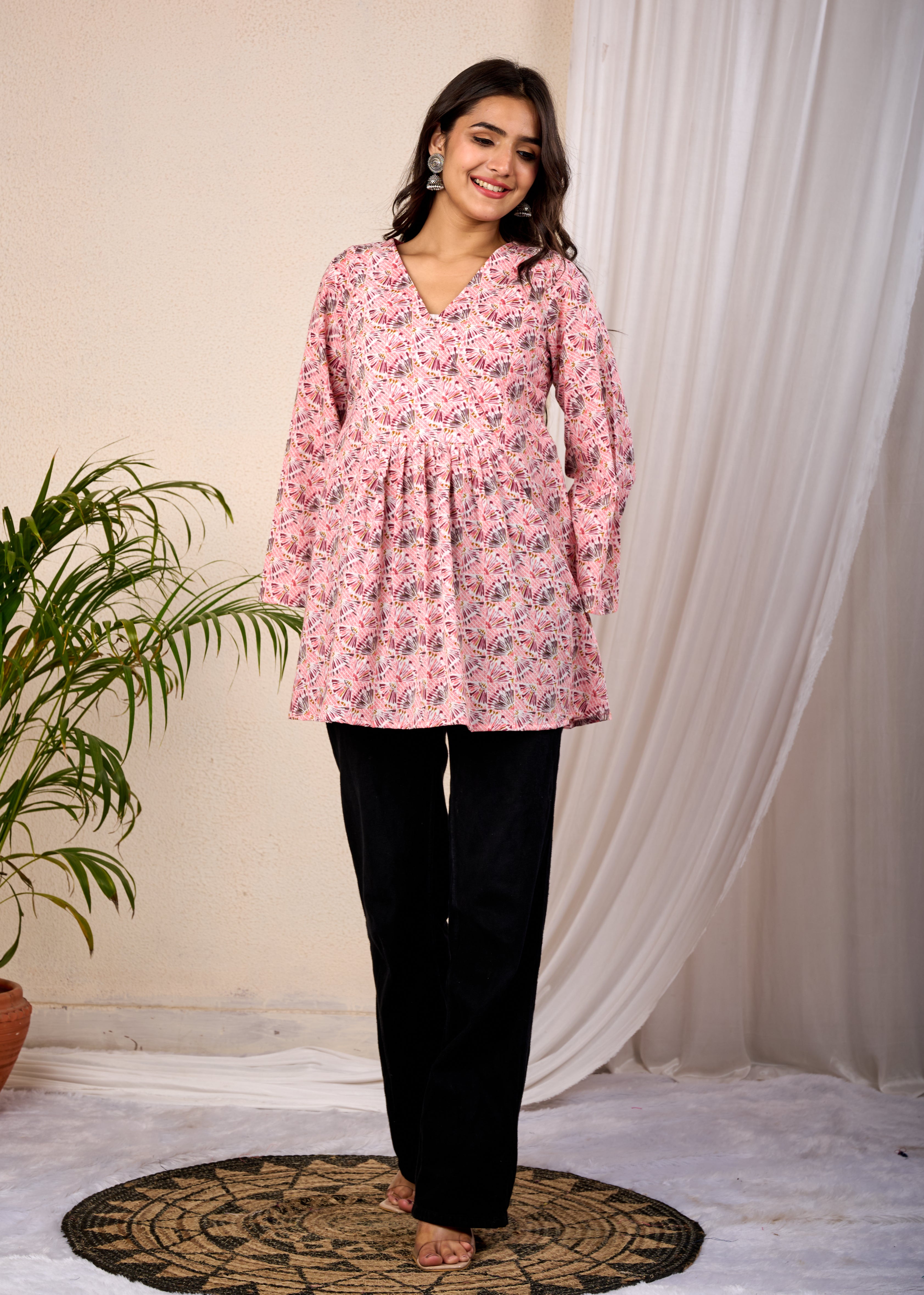 TARANG PASTEL HAND CRAFTED COTTON SHORT KURTI