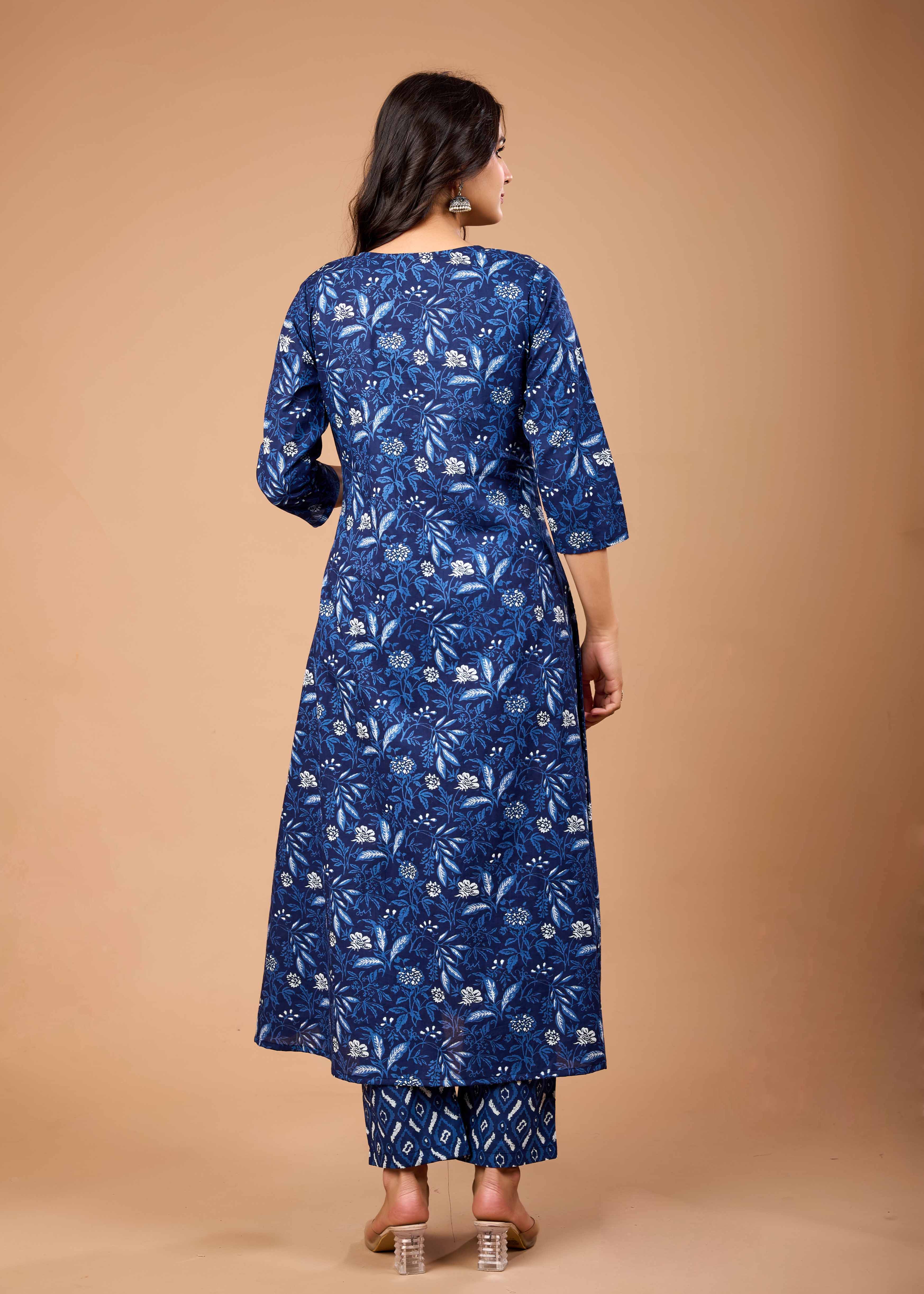 PERIWINKLE BLUE HAND CRAFTED COTON KURTA SET
