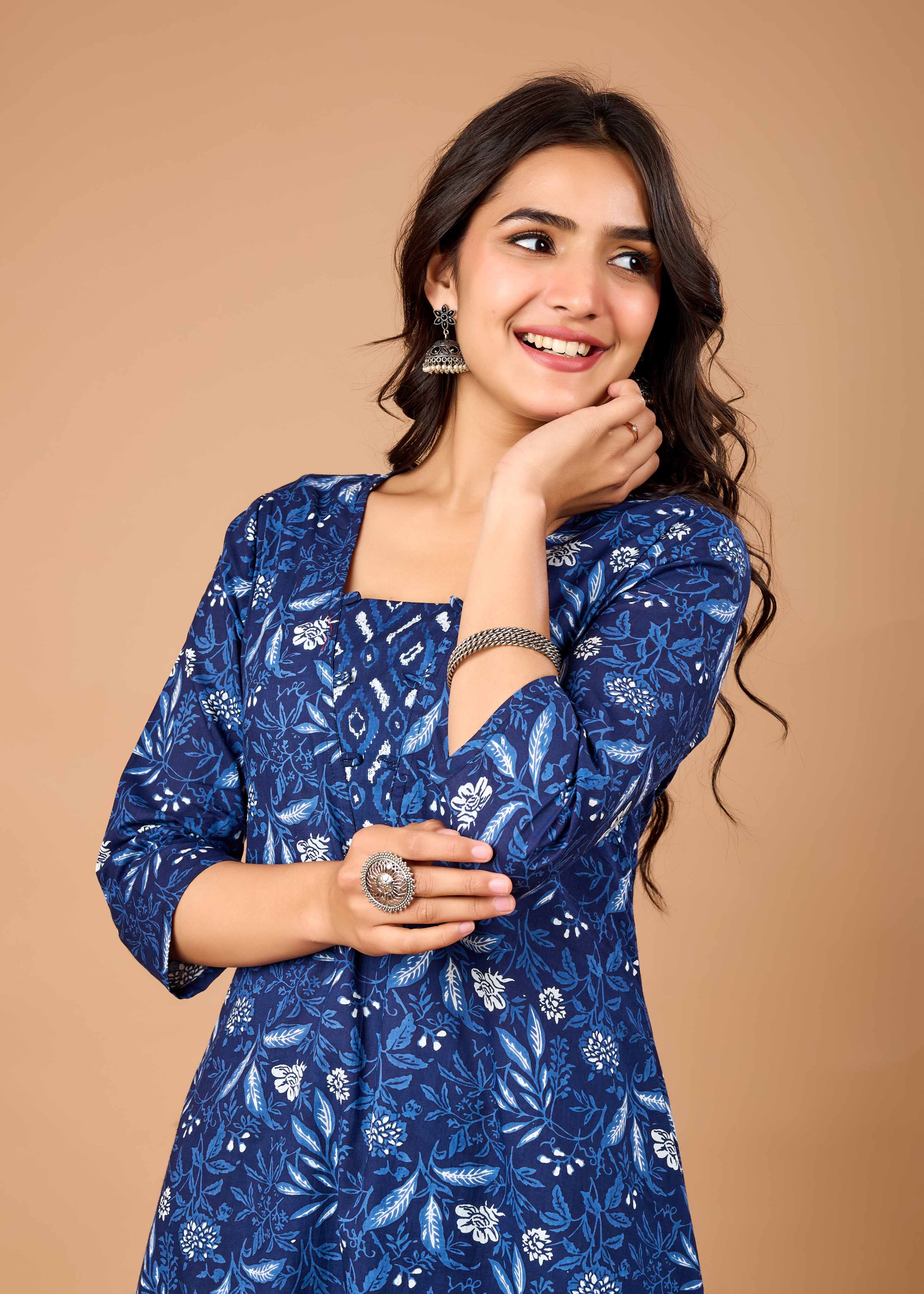 PERIWINKLE BLUE HAND CRAFTED COTON KURTA SET