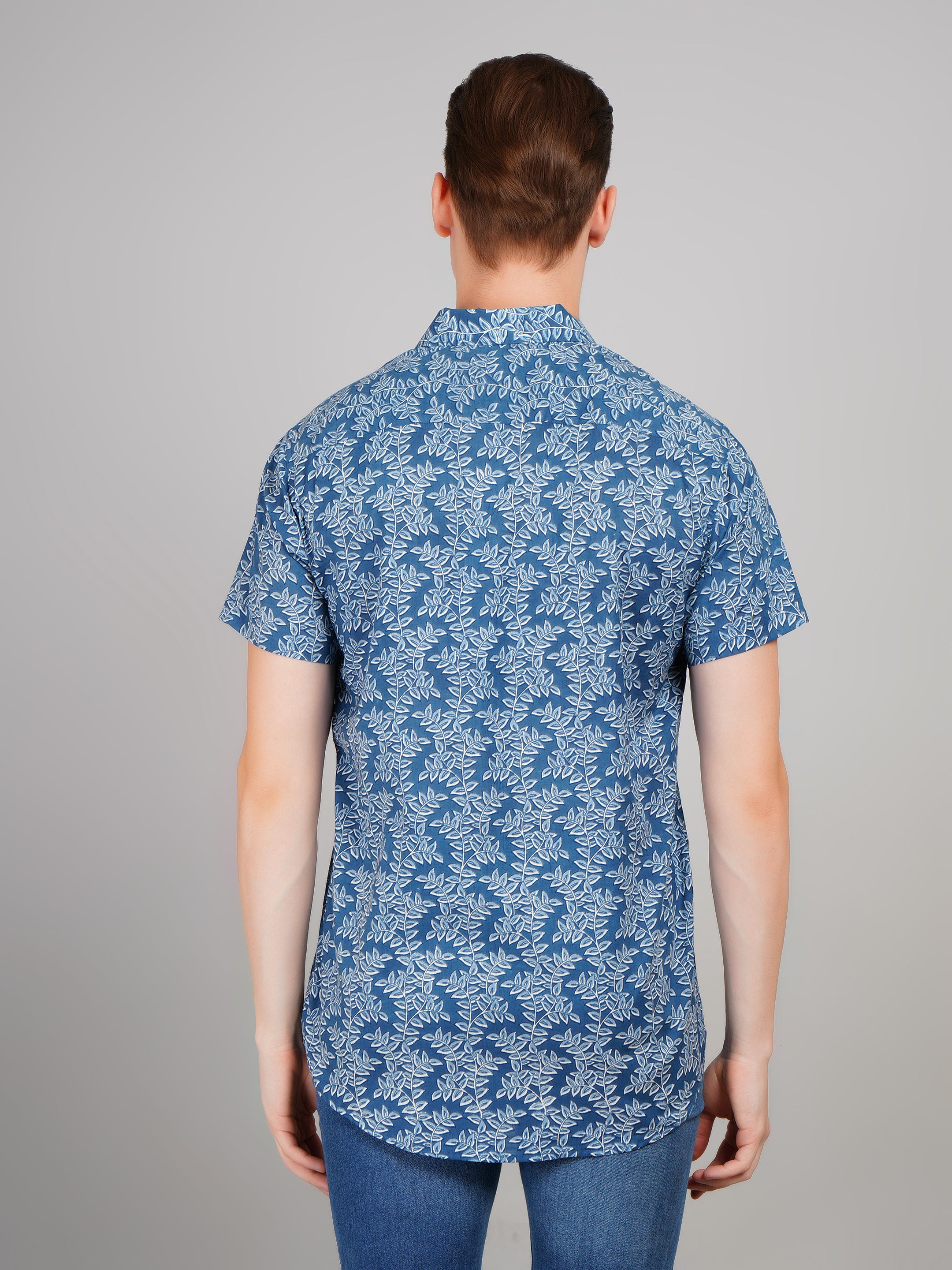 Nama's Blue Jaipuri Printed Cotton Shirt