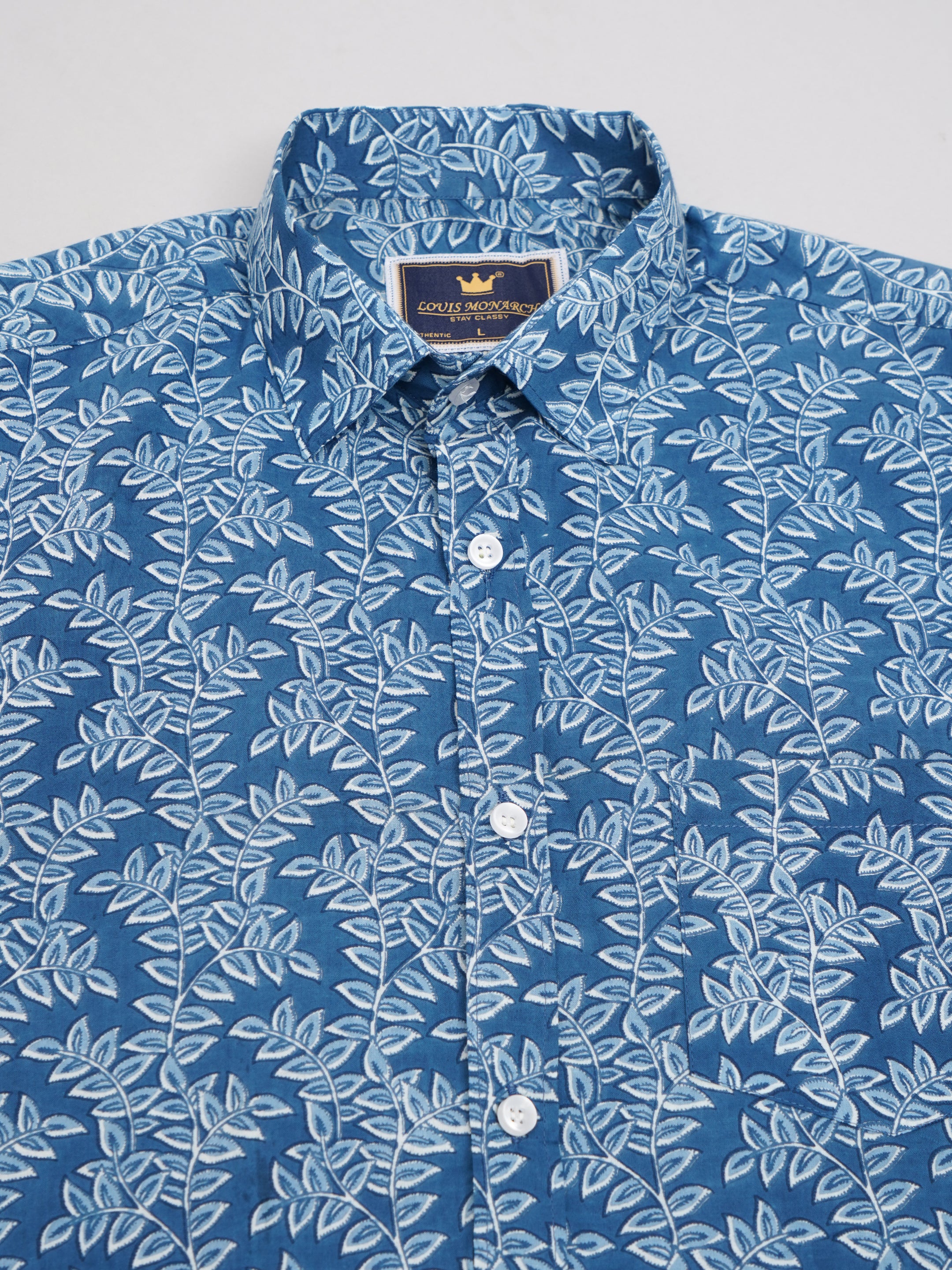 Nama's Blue Jaipuri Printed Cotton Shirt
