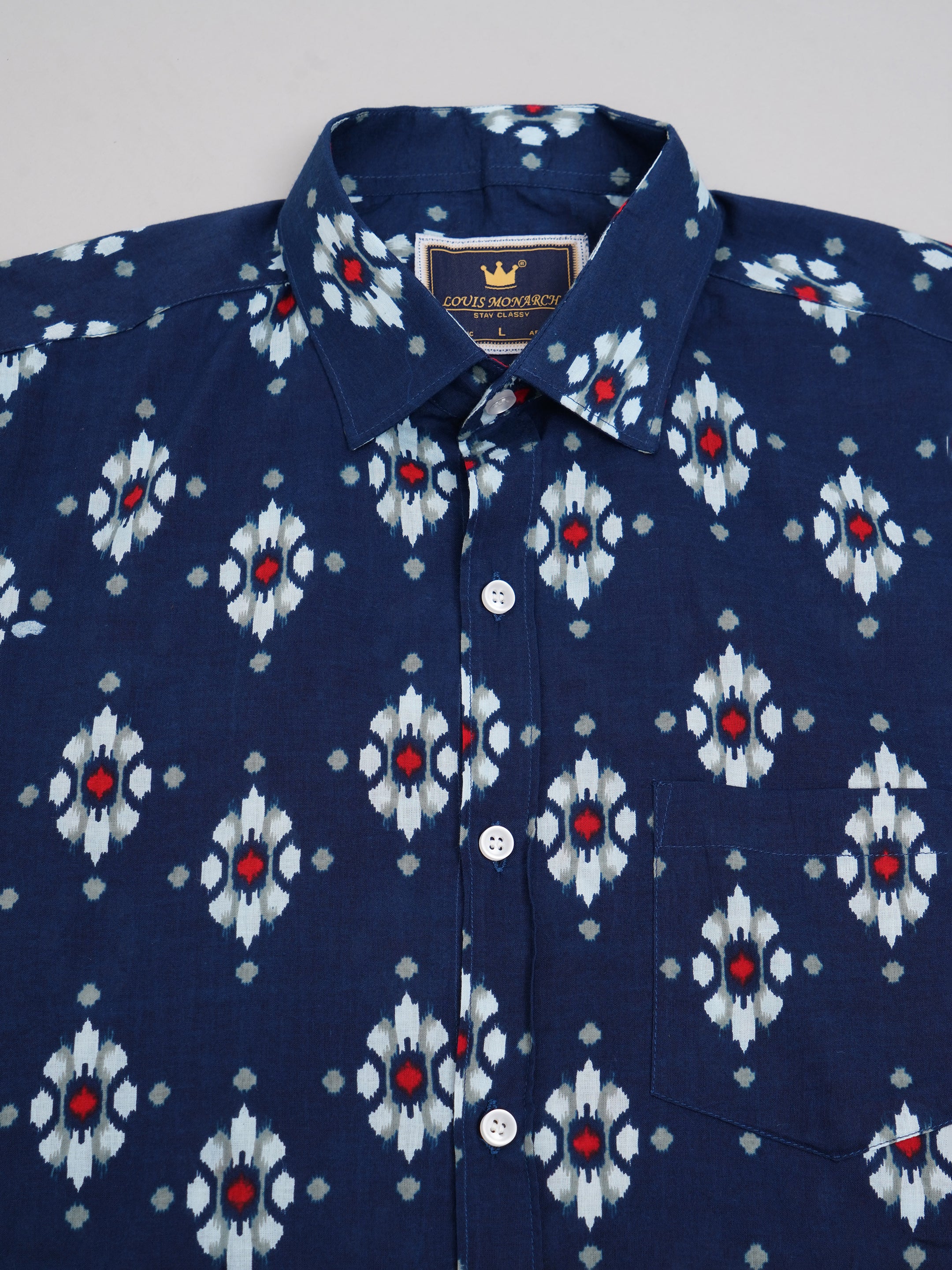 Nama's Blue Jaipuri Printed Cotton Shirt
