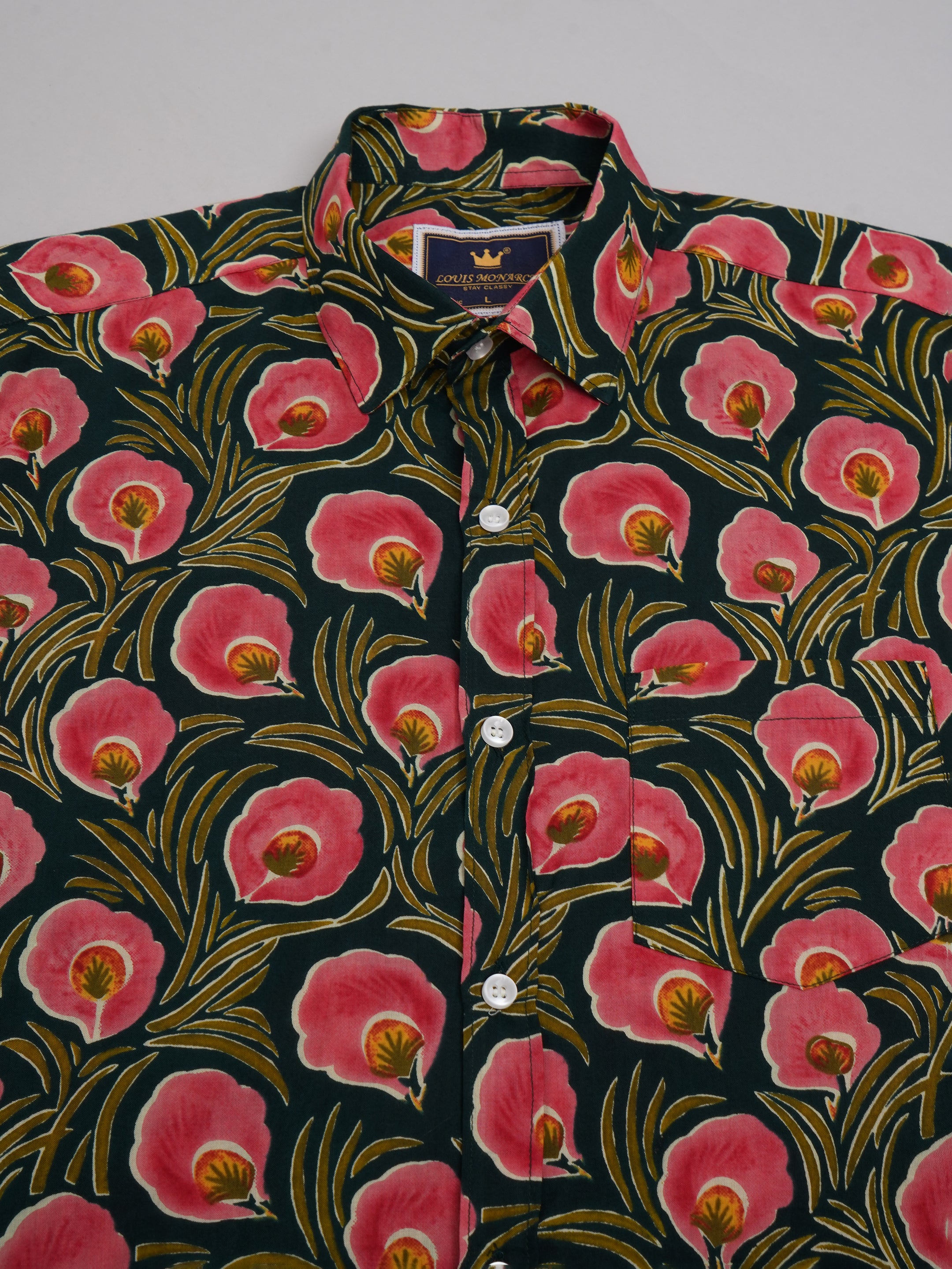 Nama's Green Jaipuri Printed Cotton Shirt