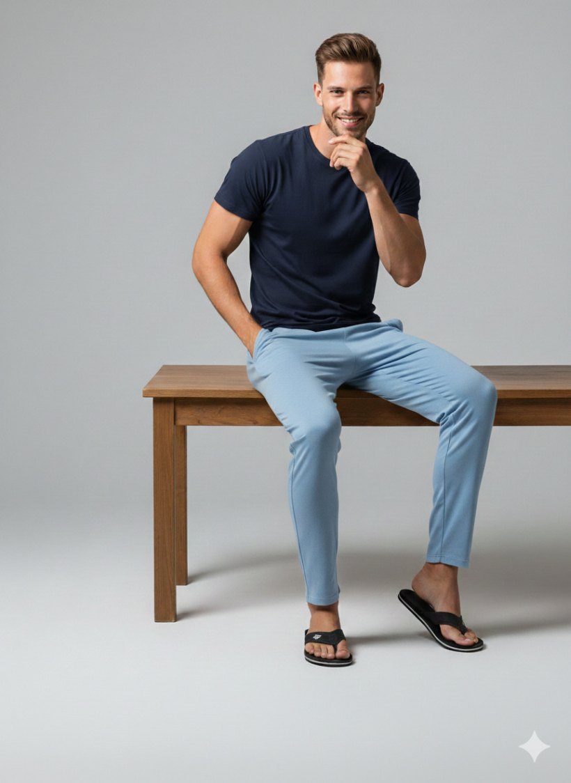 Men'S Solid Straight Fit Lounge Bottoms